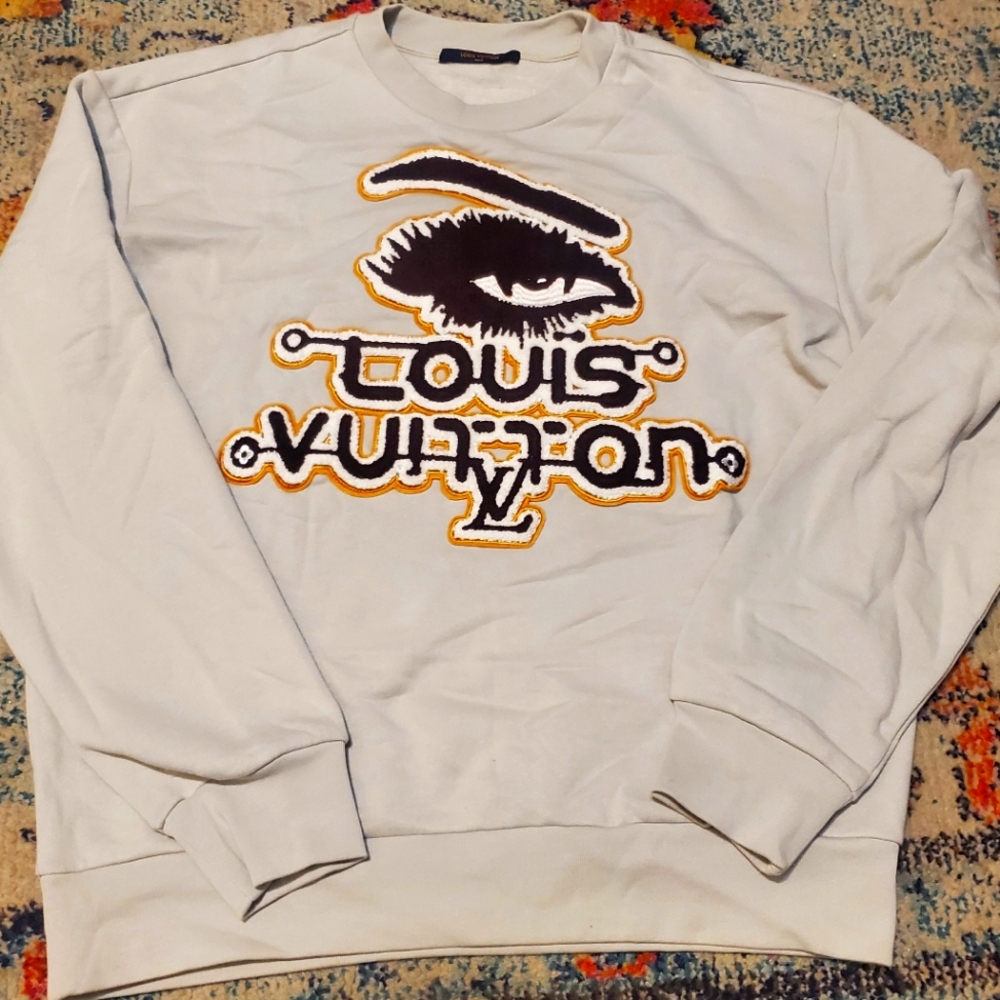 Louis Vuitton Embroidered Eye Crewneck Sweater Grey RM232 IHN HPY85W